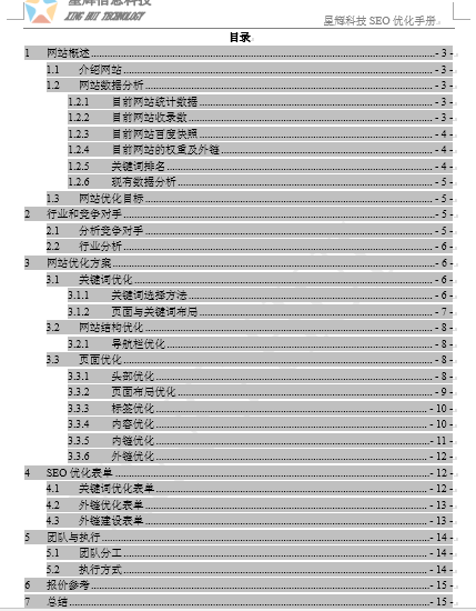 SEO优化手册目录